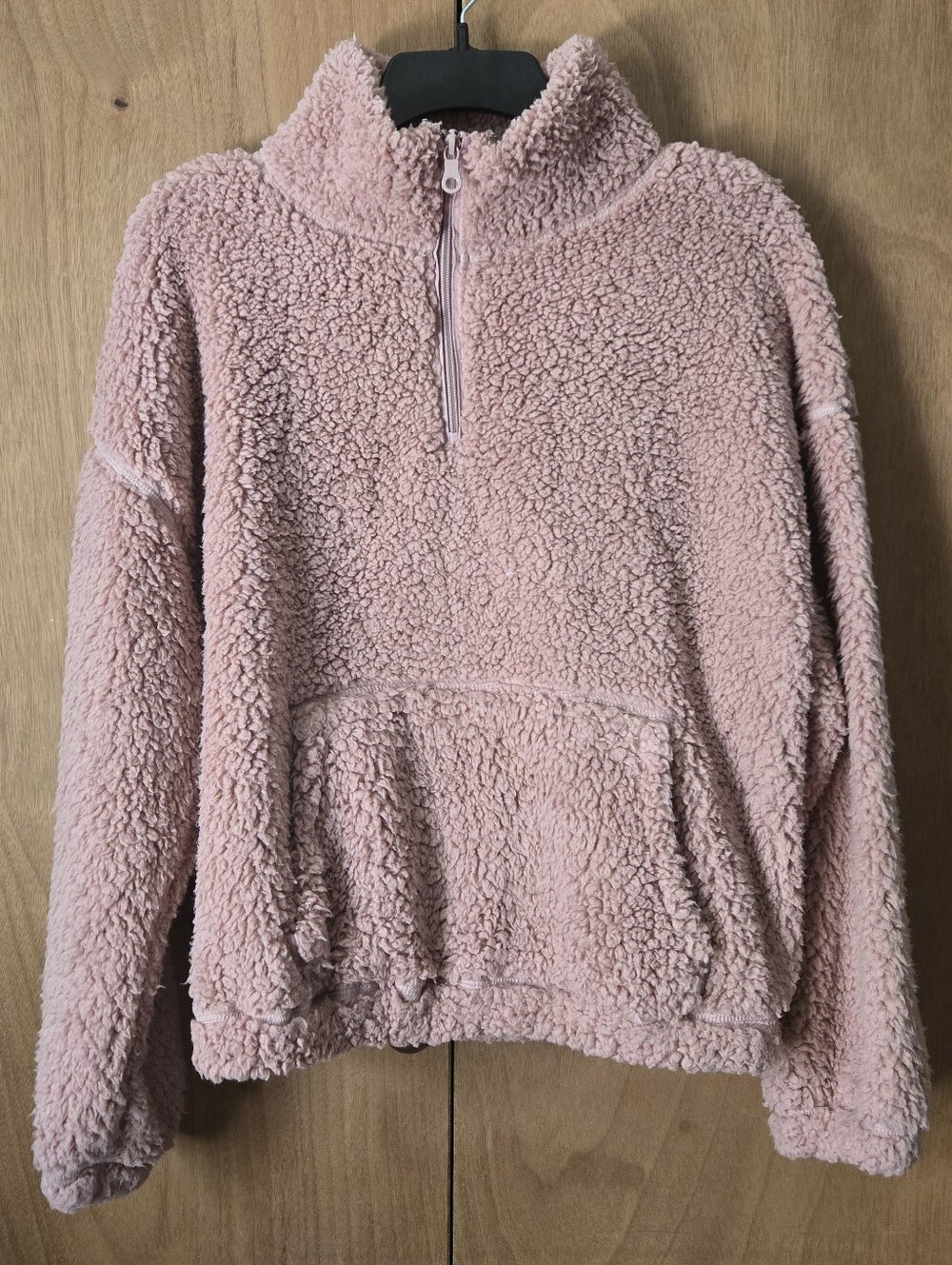 Love Tree Plush Half-Zip Teddy Pullover - Dusty Pink